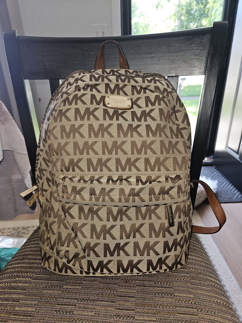 Michael Kors Brown Logo Backpack - Signature MK Print